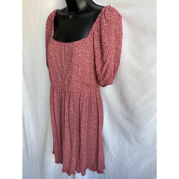 Live to be Spoiled Midi Cottage Prairie Dress Size M Red Floral Puff Sleeve - Picture 4 of 10